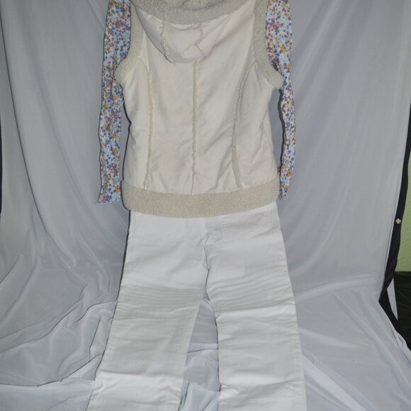 phatfarm jeans girls size 14 with 3 pcs fall set with long sleeve shirt and vest - Picture 6 of 7